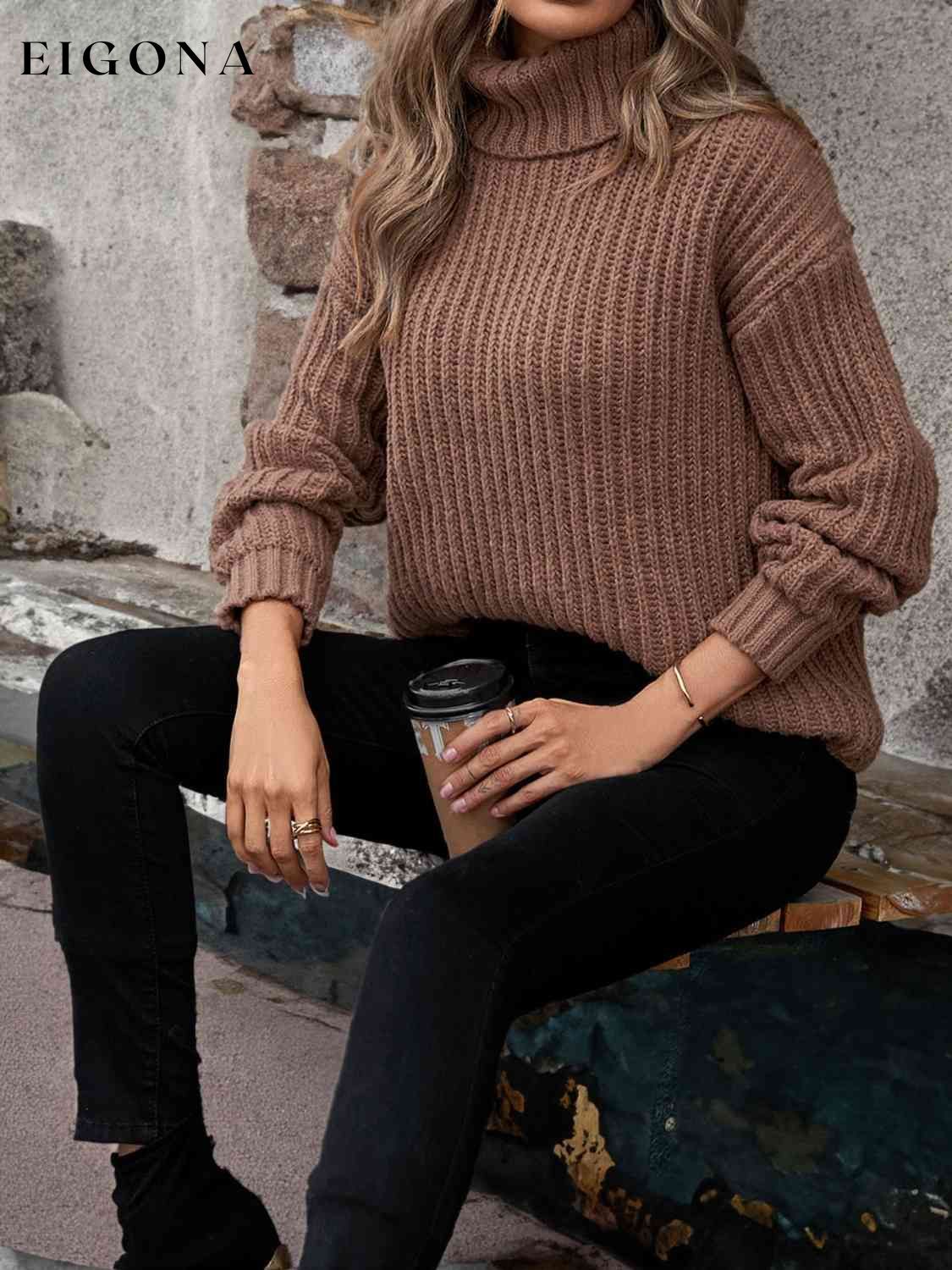 Cosybreezee - Turtleneck Rib-Knit Sweater