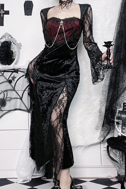 Split Lace Sleeve Gothic Dress