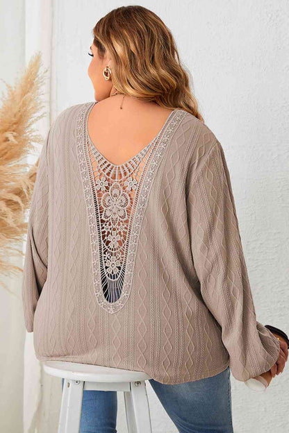 Long Blouse Size Lace for Plus V-Neck Arm Detail Women