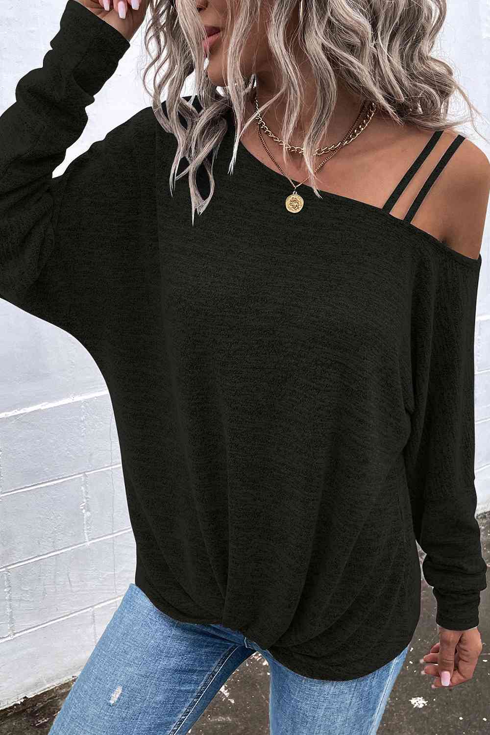 Arm Long Asymmetrical Neck Shirt