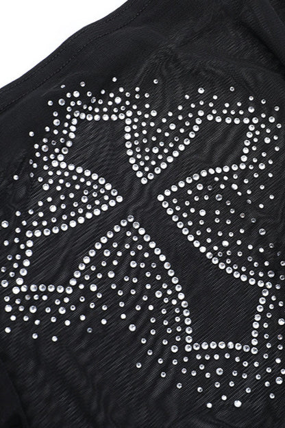 Gothic Rhinestone Cross Knit Top