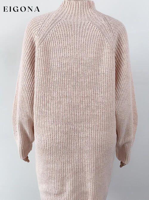 Cosybreezee - Turtleneck Long Sleeve Dropped Shoulder Sweater Dress