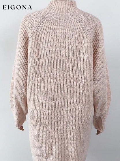 Cosybreezee - Turtleneck Long Sleeve Dropped Shoulder Sweater Dress