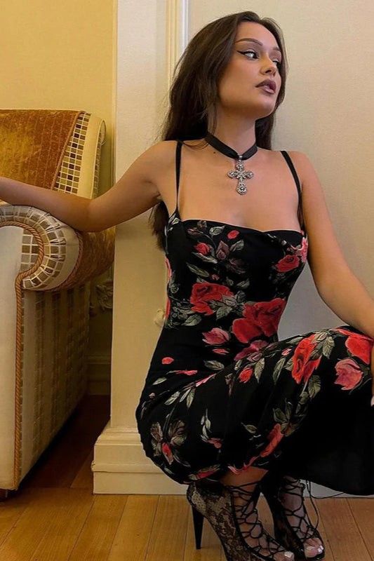 Vintage Floral Bodycon Party Dress