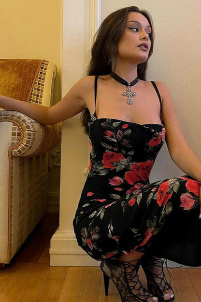 Vintage Floral Bodycon Party Dress