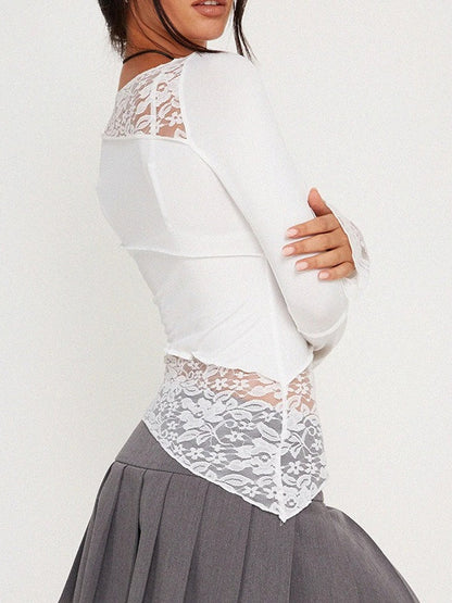 Vintage Slim Fit Floral Detail Long Sleeve Blouse