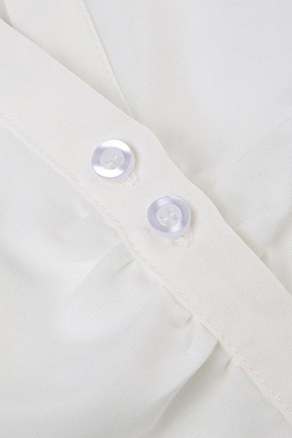 Fitted Button-Down Ruched Blouse