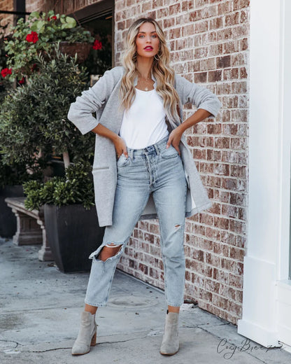 Abelle Grey Pocketed Coat