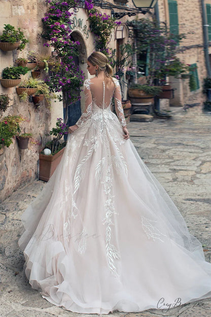 Abernathy Illusion Lace Trendy A-line Tulle Wedding Dress