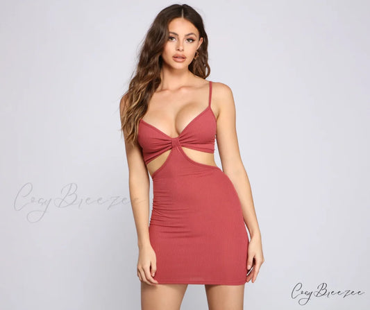 Absolute Bombshell Stylish Cutout Mini Dress MAUVE / XS
