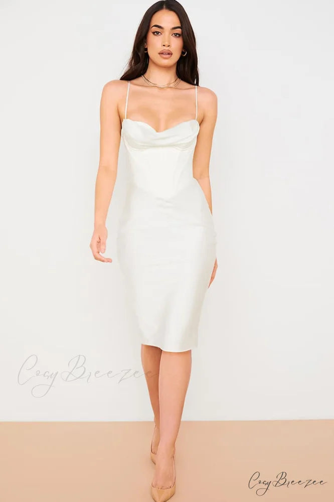 Absolute Elegance Satin Charming Corset Midi Dress