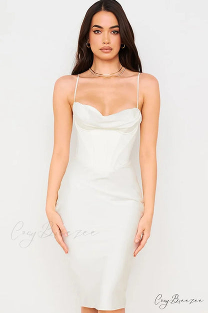 Absolute Elegance Satin Charming Corset Midi Dress