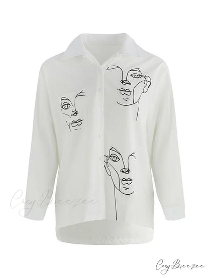 Abstract Face Mesh Trendy Long Sleeve Crop Top