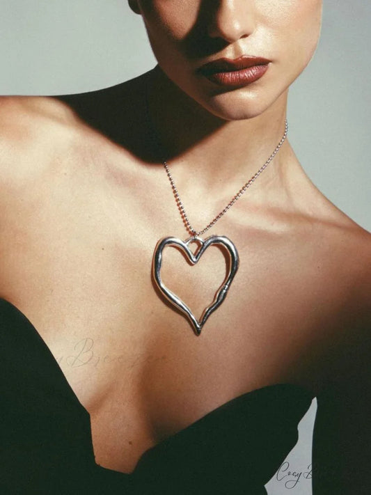 Abstract Heart Graceful Pendant Necklace Silver / One Size