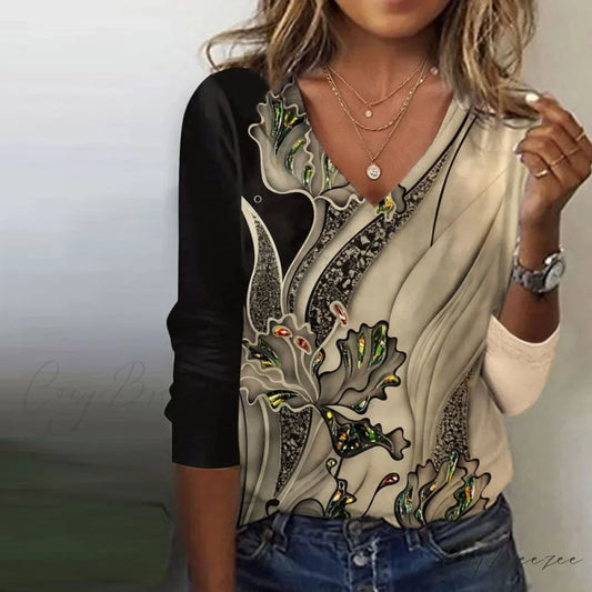 Abstract Patterned Retro Tee Multicolor / S