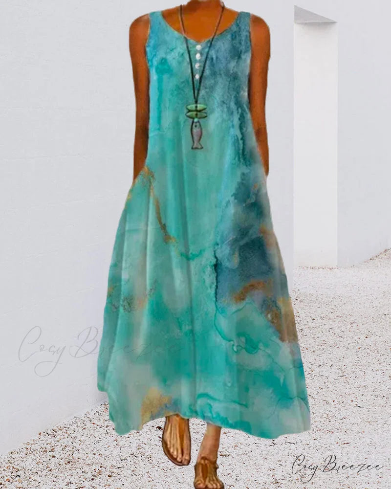 Abstract Print Maxi Dress