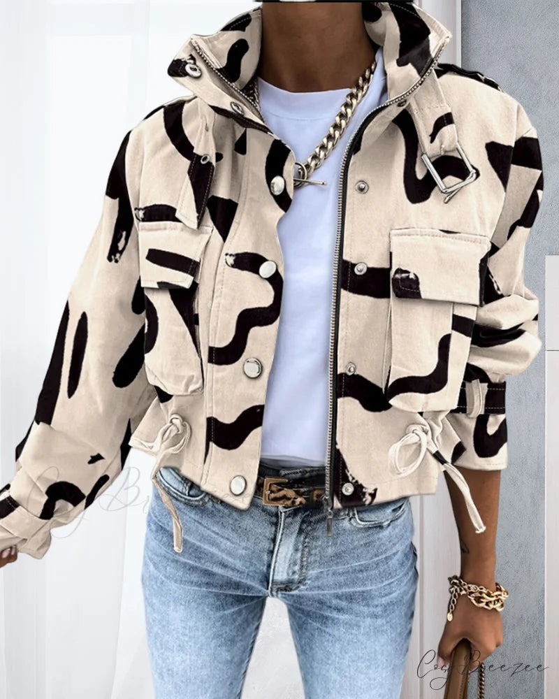 Abstract Zip-Up Coat