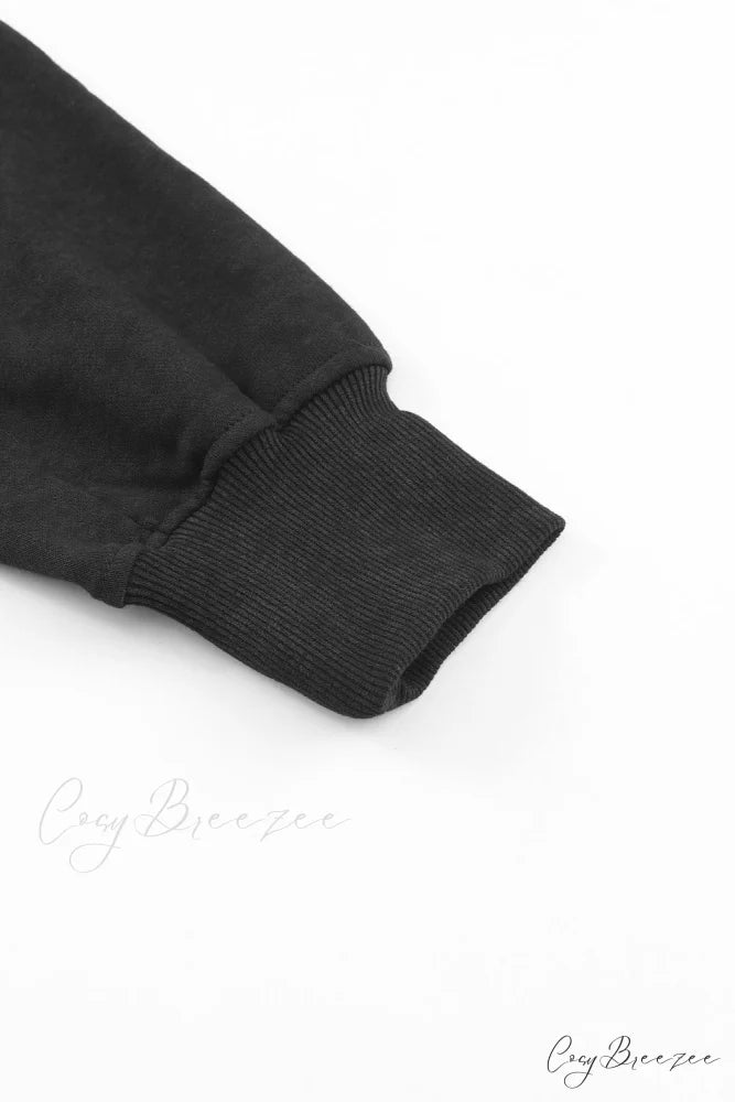 Acid Back Wash Open V-shape in Sweatshirt Black