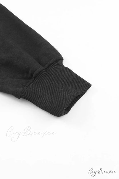 Acid Back Wash Open V-shape in Sweatshirt Black