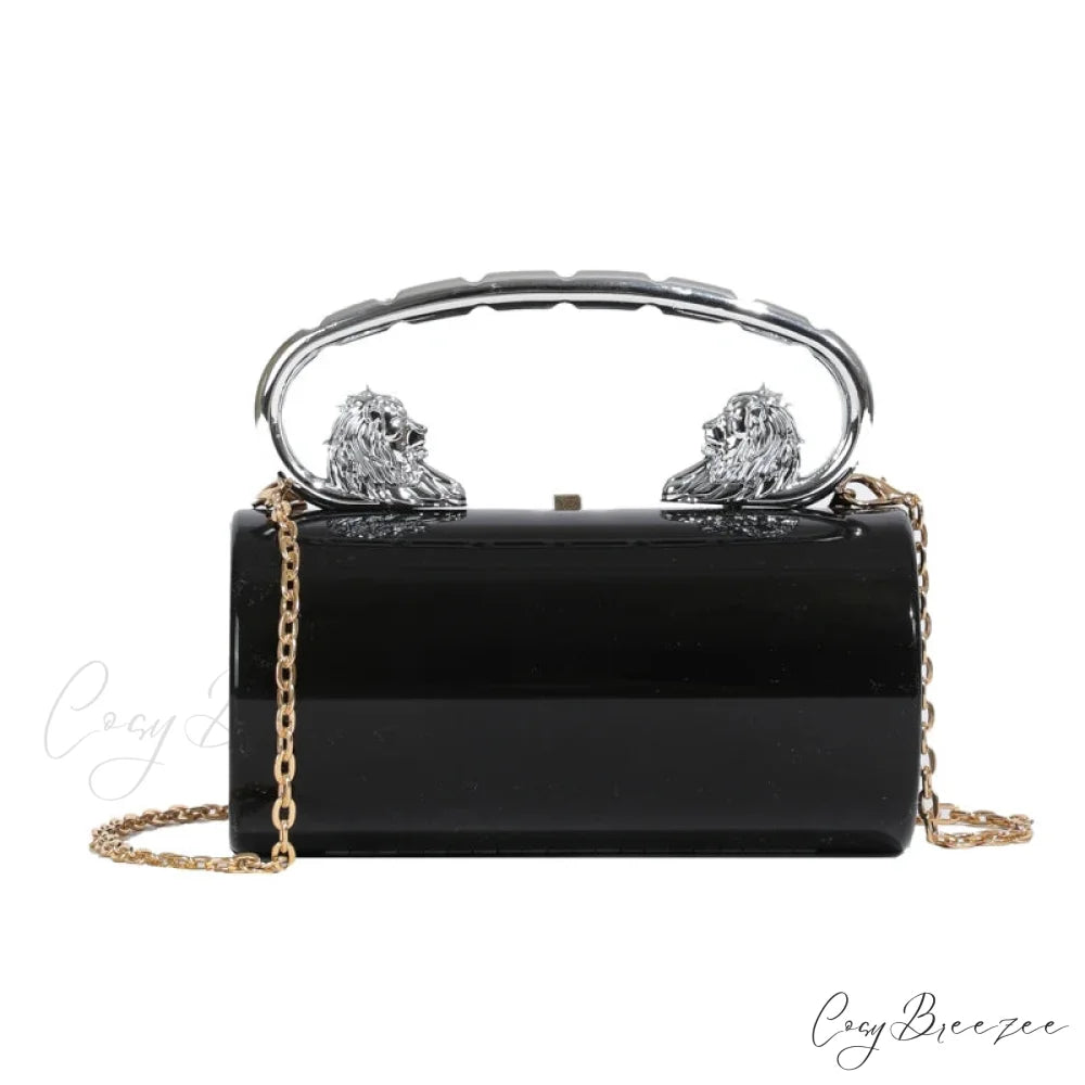 Acrylic Cylinder Crossbody Evening Clutch Bag Black clutchbag-250126