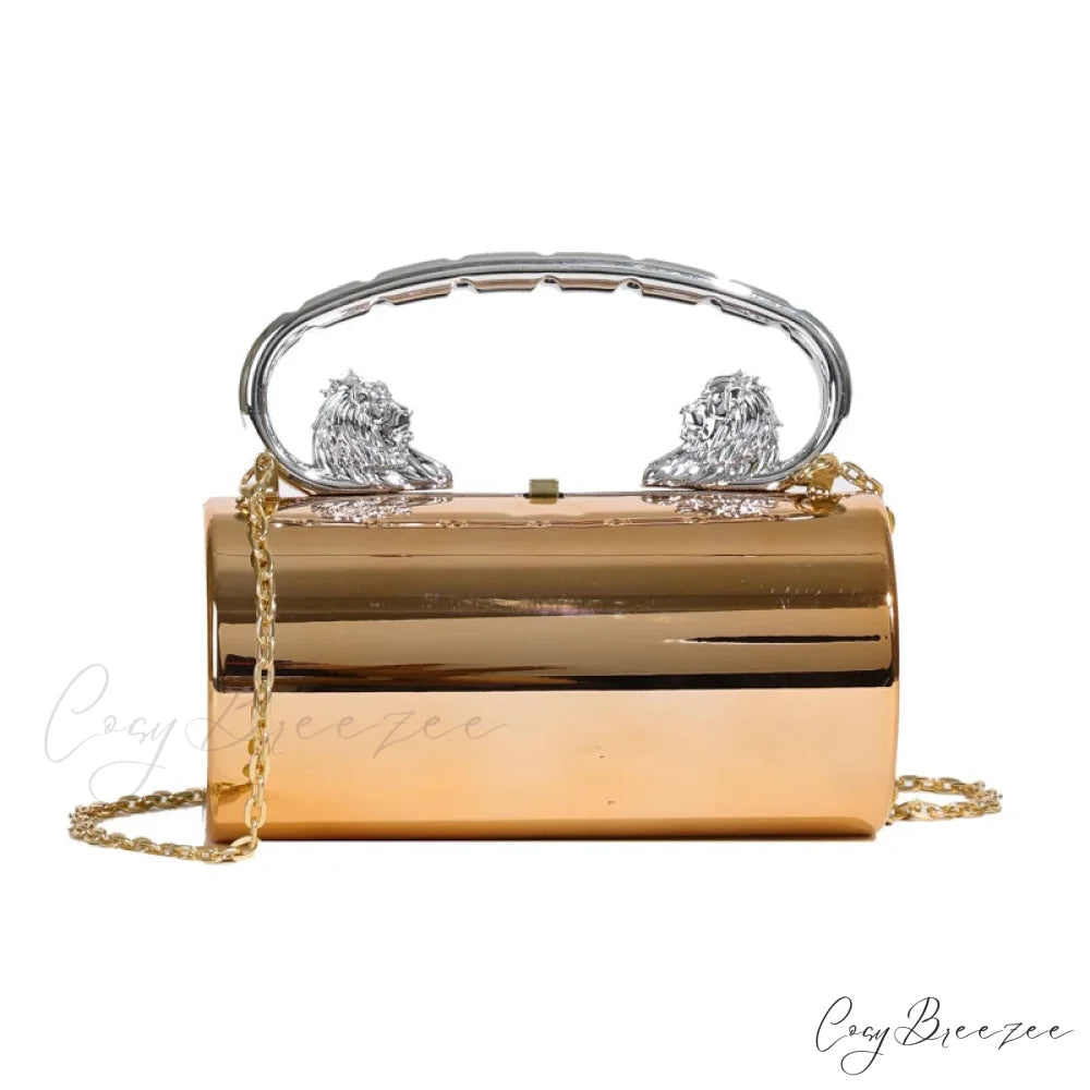 Acrylic Cylinder Crossbody Evening Clutch Bag Rose Gold clutchbag-250126