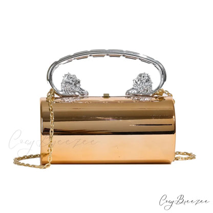 Acrylic Cylinder Crossbody Evening Clutch Bag Rose Gold clutchbag-250126