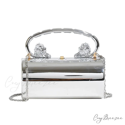 Acrylic Cylinder Crossbody Evening Clutch Bag Silver clutchbag-250126