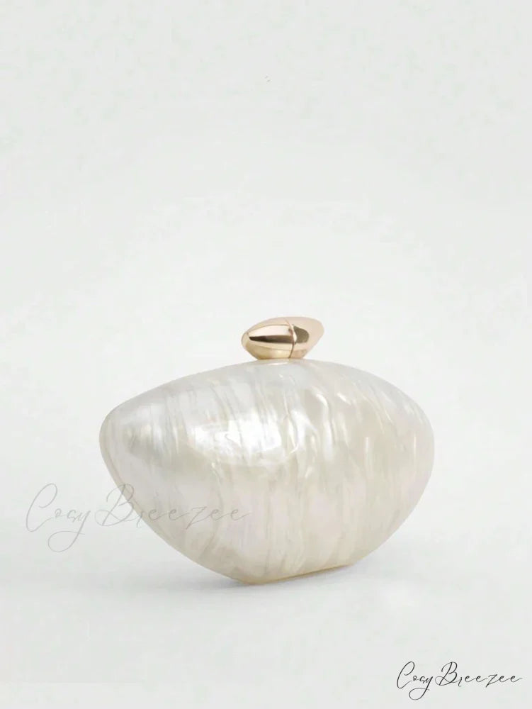 Acrylic Egg Shaped Designer Evening Party Handbag Pearl Shell Purse clutchbag-250126