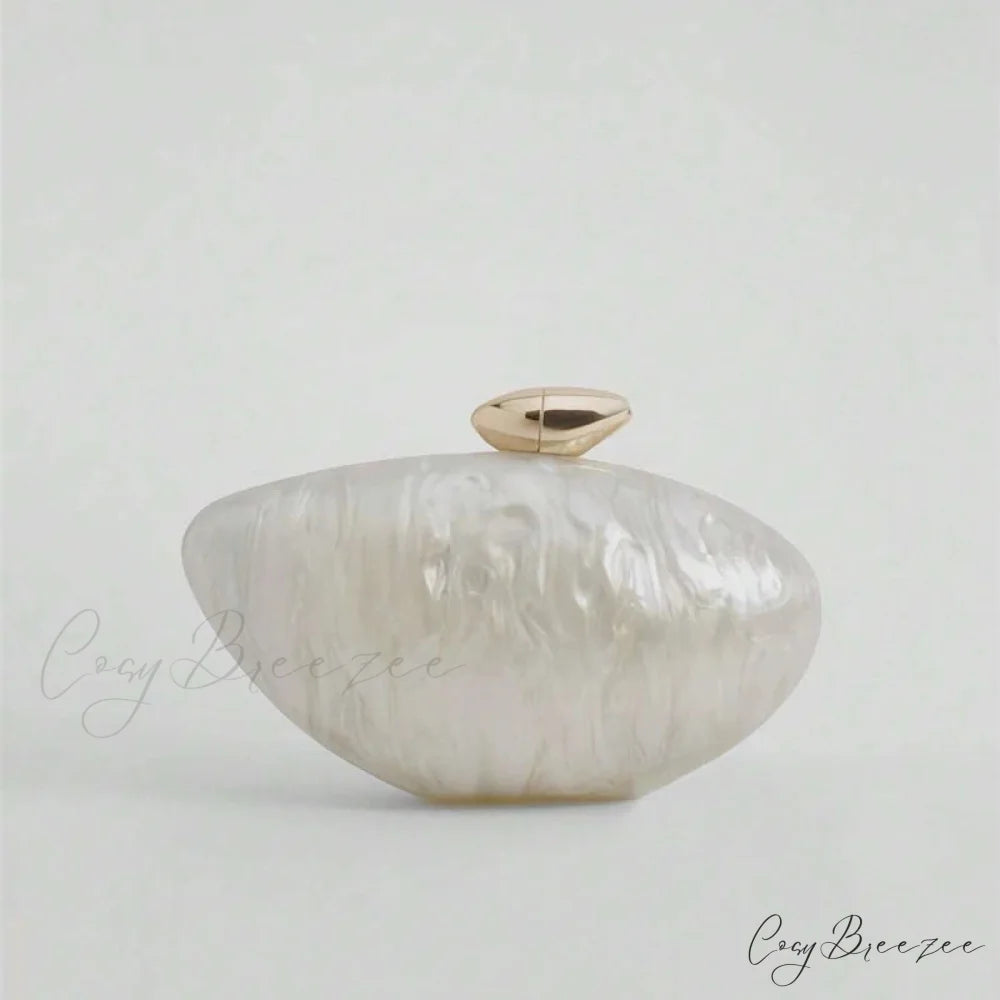 Acrylic Egg Shaped Designer Evening Party Handbag Pearl Shell Purse clutchbag-250126