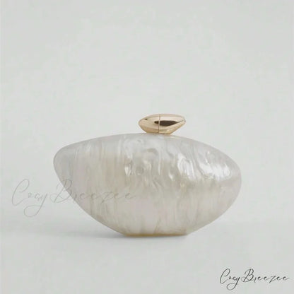 Acrylic Egg Shaped Designer Evening Party Handbag Pearl Shell Purse clutchbag-250126