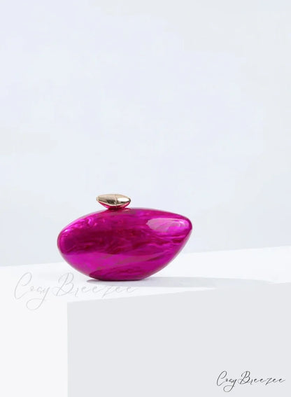 Acrylic Egg Shaped Designer Evening Party Handbag Pearl Shell Purse rose clutchbag-250126