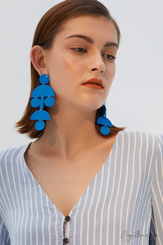 Acrylic Geometric Stylish Long Earrings Blue