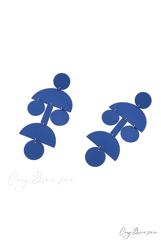 Acrylic Geometric Stylish Long Earrings Blue