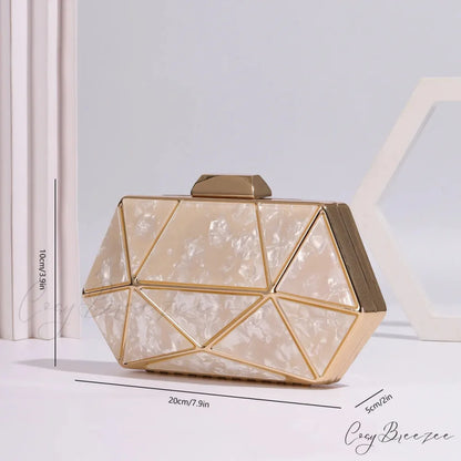 Acrylic Metal Diamond Evening Crossbody clutchbag-250126