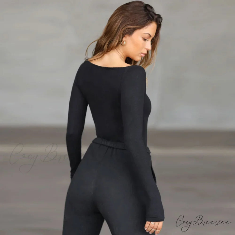 Active Ribbed Trim Long Sleeve Classic Crew Neck Sweatshirt - White L / Black