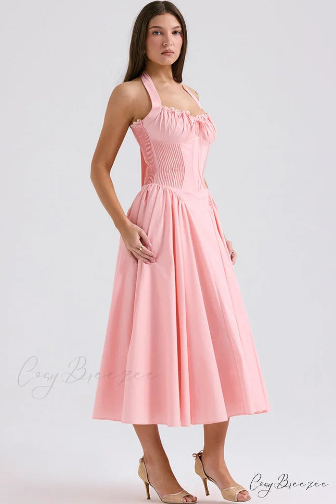 Adabella Cotton Stylish Halter Midi Sundress
