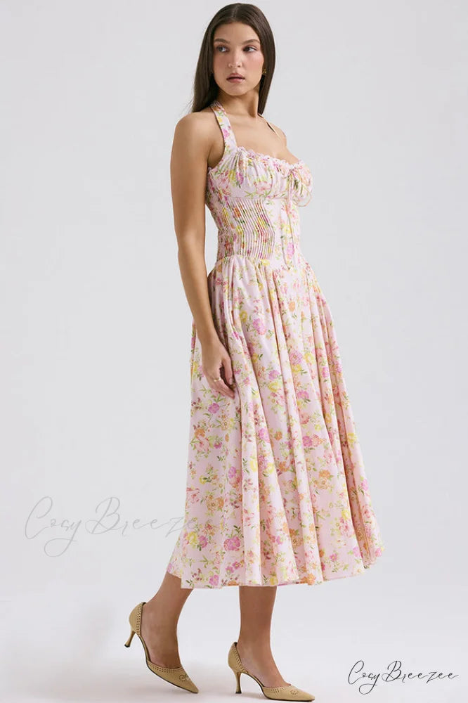 Adabella Cotton Stylish Halter Midi Sundress
