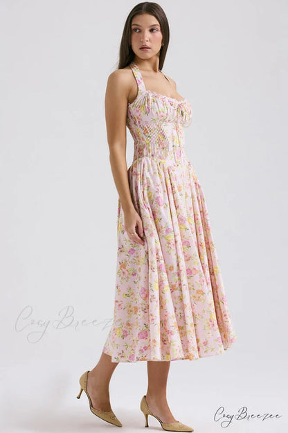 Adabella Cotton Stylish Halter Midi Sundress