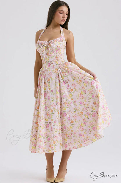 Adabella Cotton Stylish Halter Midi Sundress