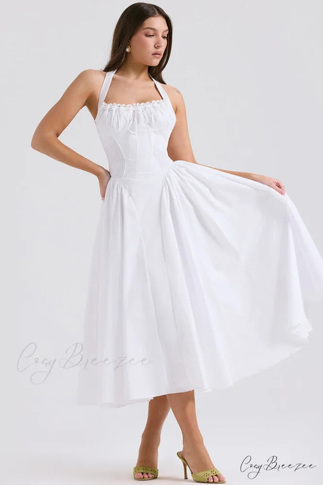Adabella Cotton Stylish Halter Midi Sundress