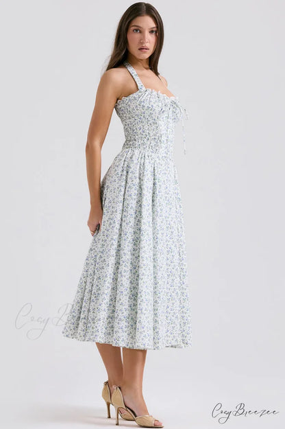 Adabella Cotton Stylish Halter Midi Sundress