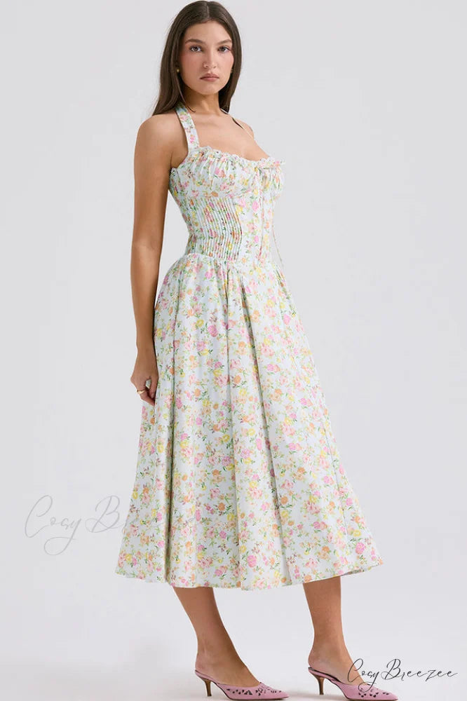 Adabella Cotton Stylish Halter Midi Sundress