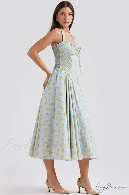 Adabella Cotton Stylish Halter Midi Sundress