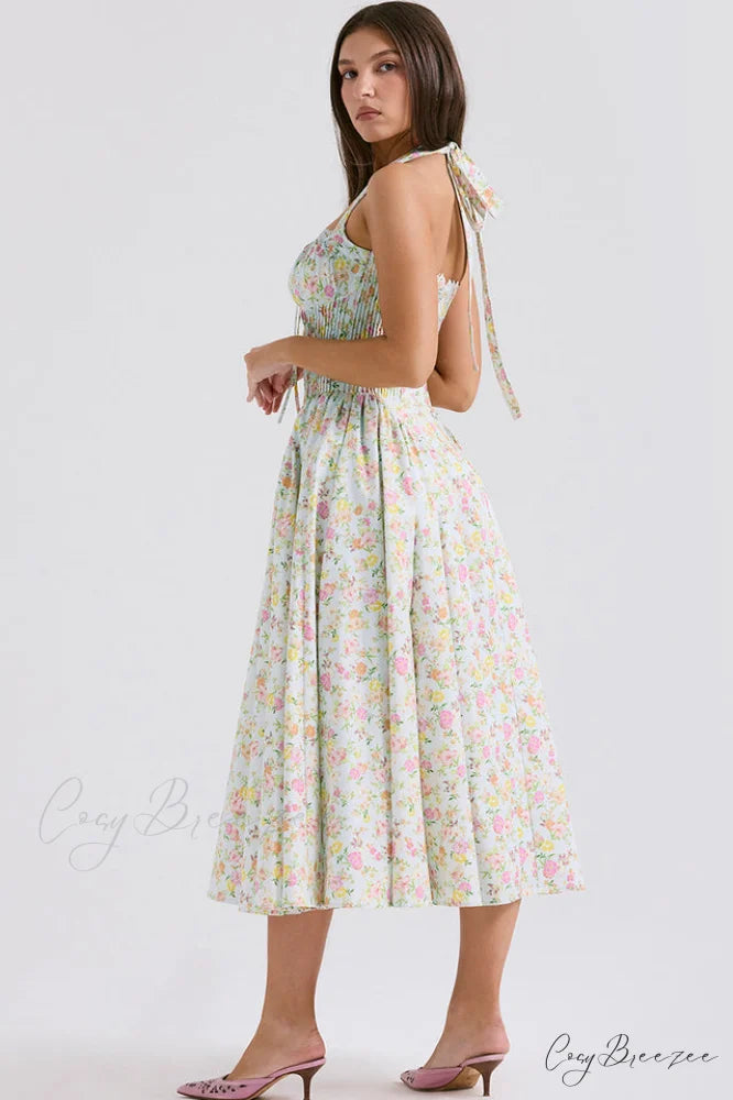 Adabella Cotton Stylish Halter Midi Sundress