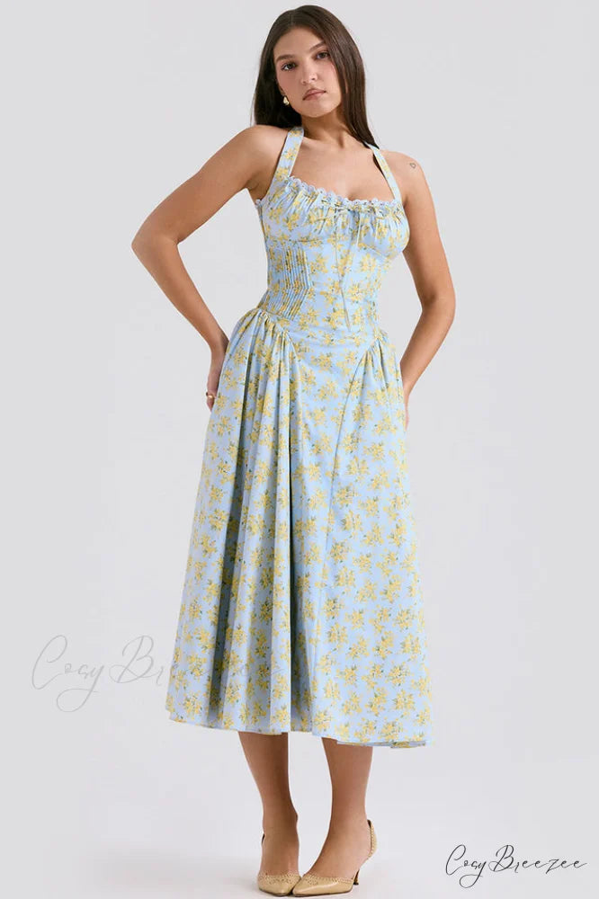 Adabella Cotton Stylish Halter Midi Sundress
