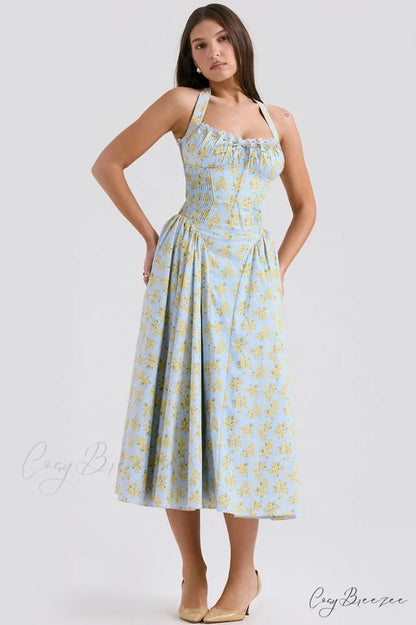 Adabella Cotton Stylish Halter Midi Sundress