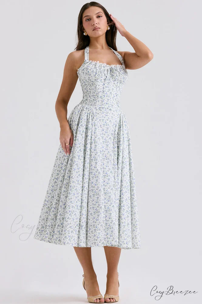 Adabella Cotton Stylish Halter Midi Sundress