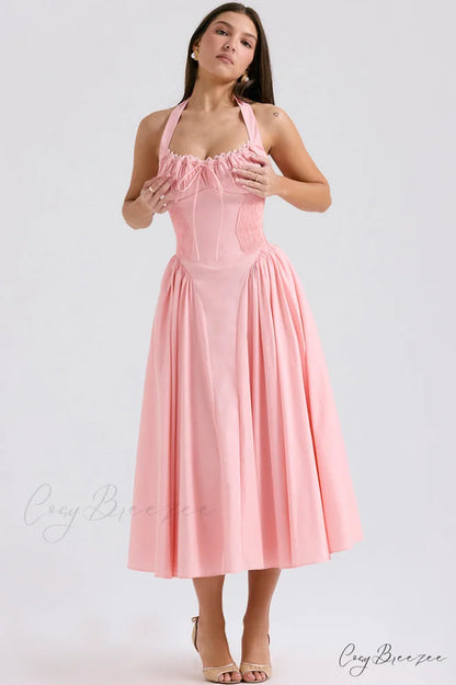 Adabella Cotton Stylish Halter Midi Sundress XS / 3#