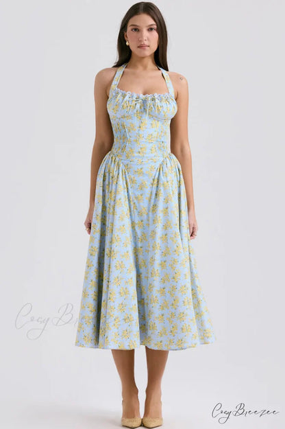 Adabella Cotton Stylish Halter Midi Sundress XS / 5#