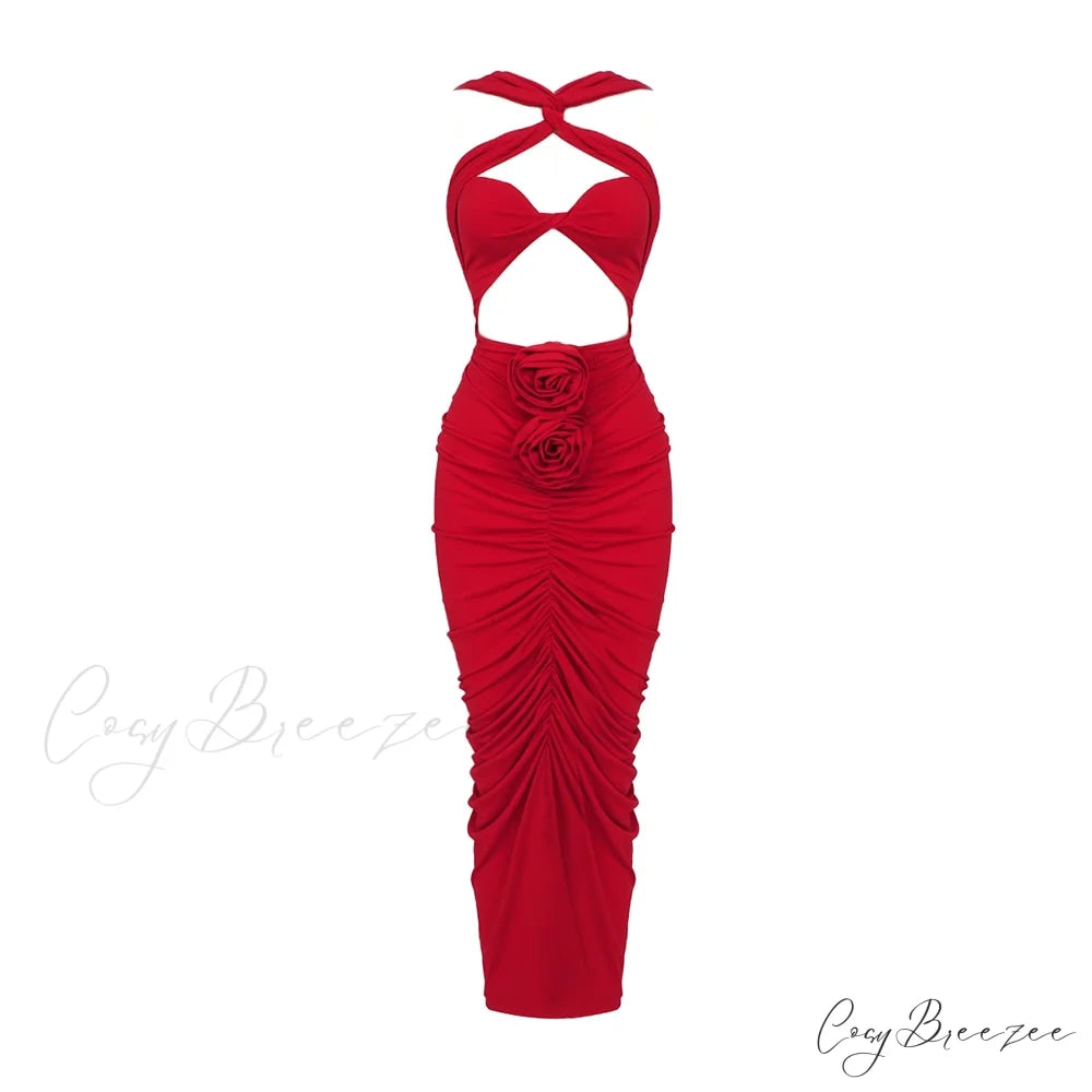 ADALAIDE Elegant MAXI DRESS Red / XS